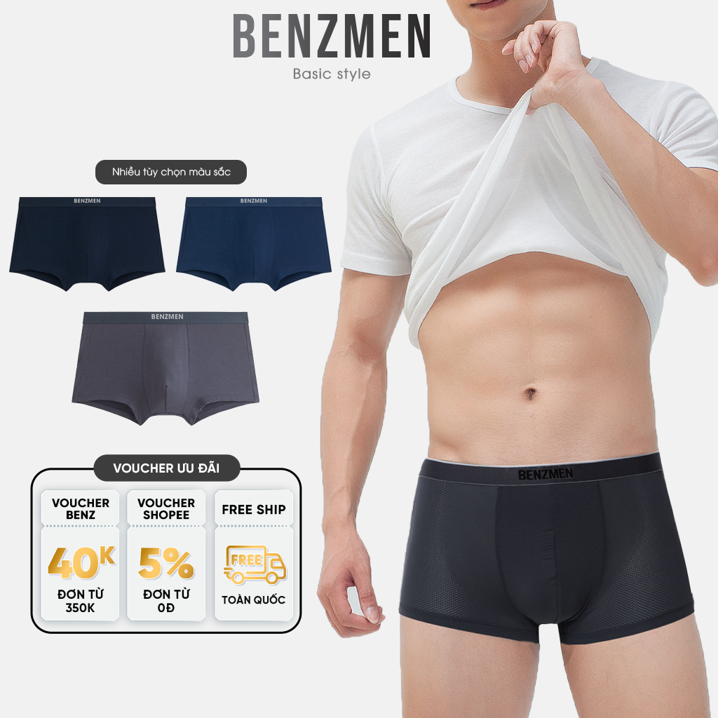 Quần sịp đùi nam Benzmen, quần lót nam kiểu Boxer thông hơi chất liệu polyamide mềm mại, thoáng khí - BX06