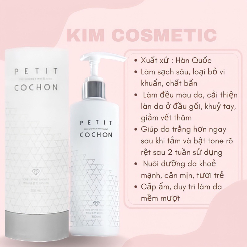 SỮA TẮM Ủ TRẮNG PETIT COCHON SIÊU HÓT KÈM HỘP SANG TRỌNG KIM COSMETIC