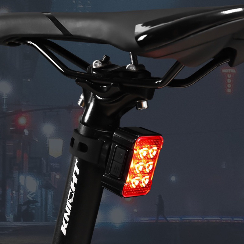 Đèn xe đạp trước sau gồm 6 bóng Led, nhiều chế độ sáng