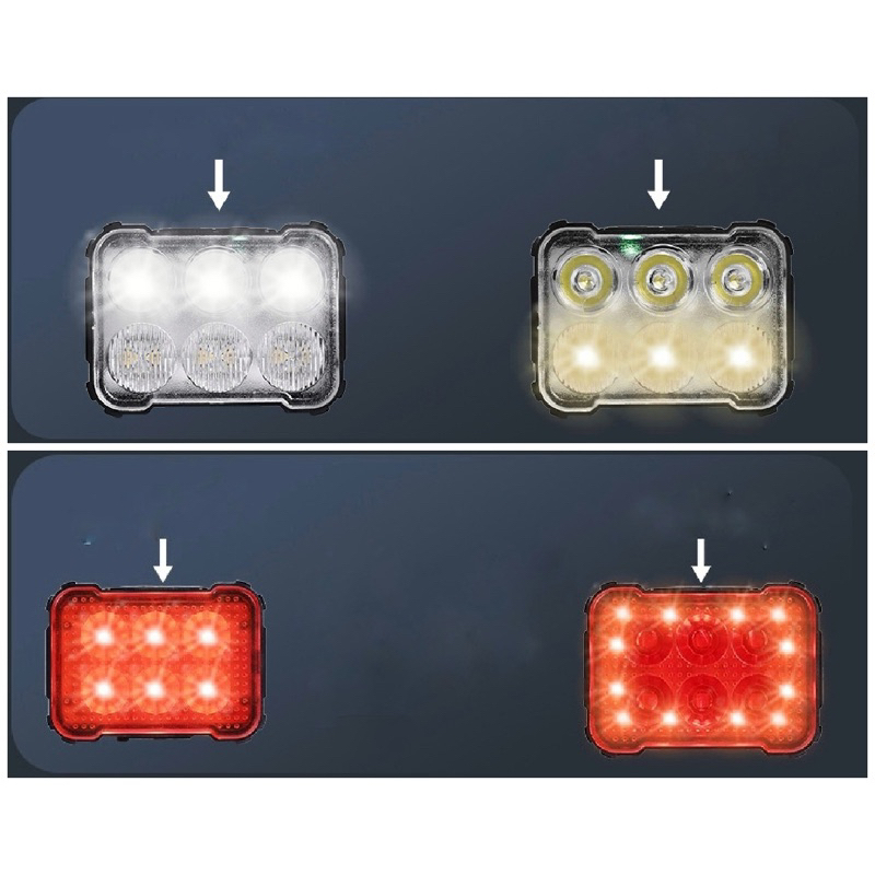 Đèn xe đạp trước sau gồm 6 bóng Led, nhiều chế độ sáng