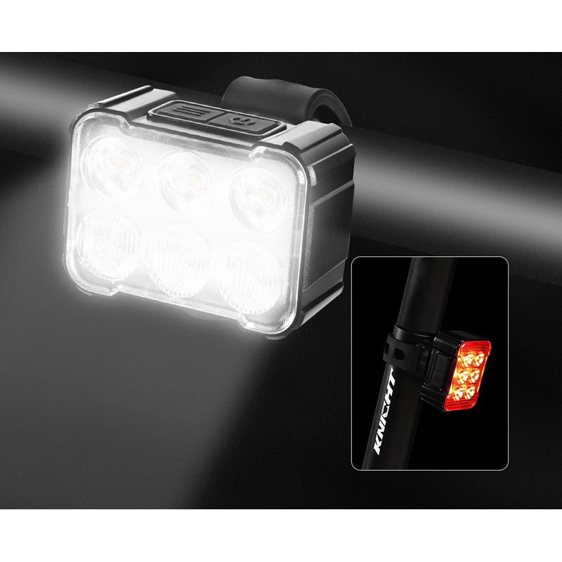 Đèn xe đạp trước sau gồm 6 bóng Led, nhiều chế độ sáng