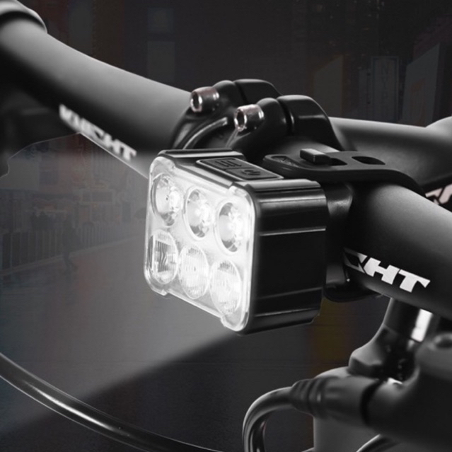 Đèn xe đạp trước sau gồm 6 bóng Led, nhiều chế độ sáng