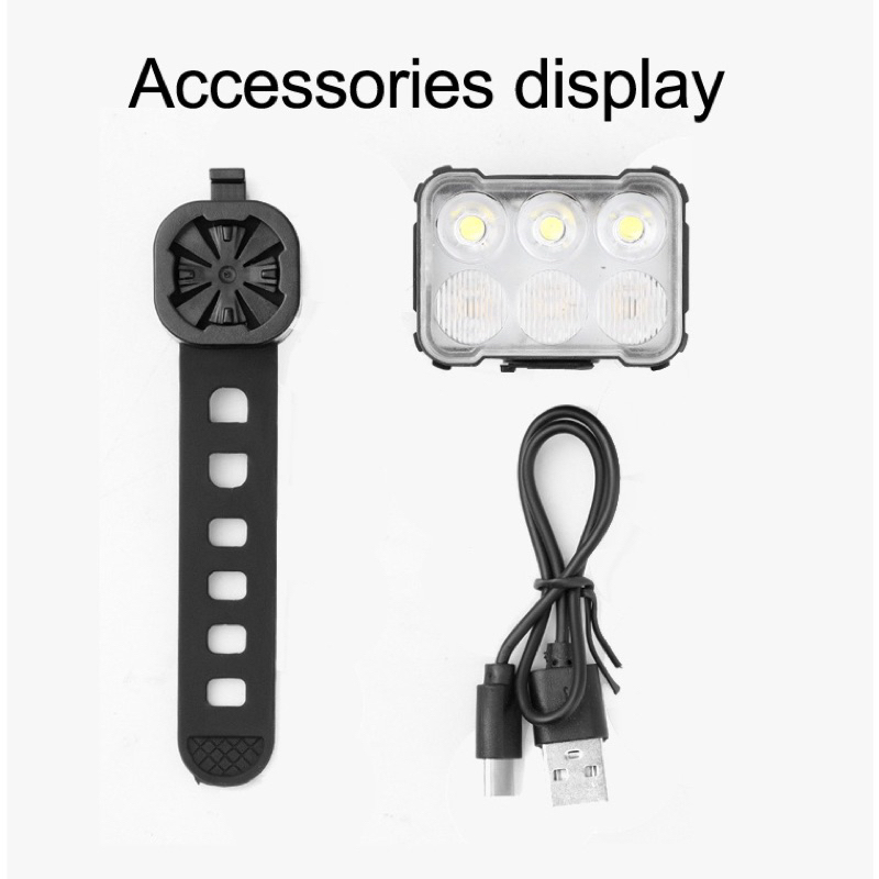 Đèn xe đạp trước sau gồm 6 bóng Led, nhiều chế độ sáng