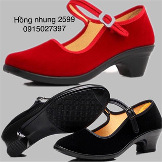 Giầy nhung cao gót 5 cm đế mềm, giầy nhẩy, múa . chất lượng tốt. phom hơi rộng khách chọn nhỏ hơn 1 sai