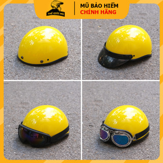 Nón bảo hiểm nửa đầu màu vàng bóng kèm kính uv,phi công,mũ bảo hiểm 1/2 cao cấp,free size cho nam nữ,bảo hành 12 tháng
