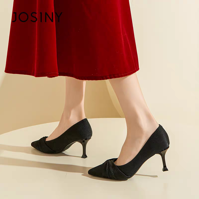 giày cao gót nữ josiny thời trang công sở đẹp cao cấp giá rẻ chắc chắn da mềm êm chân màu đen cao 7.p-CGK019