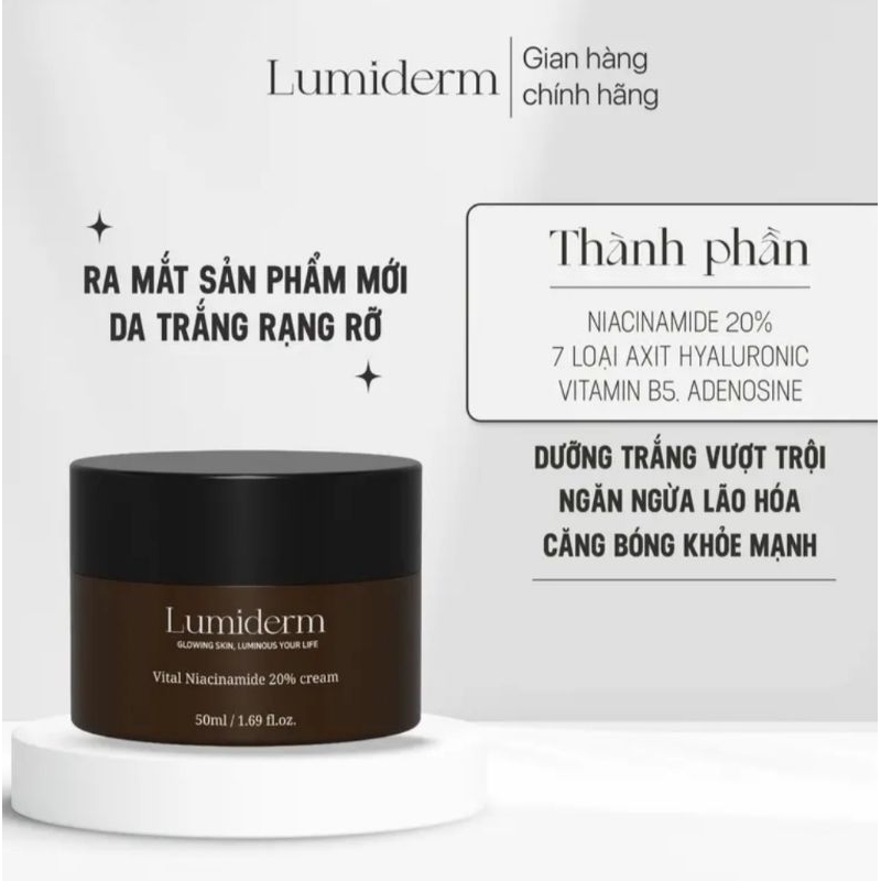 KEM DƯỠNG ĐÊM SIÊU TRẮNG NIACINAMINE 20% LUMIDER
