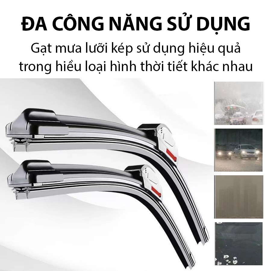 Gạt mưa ô tô lưỡi kép VTS khung mềm 2 lưỡi đa năng cho xe HYUNDAI-ELANTRA