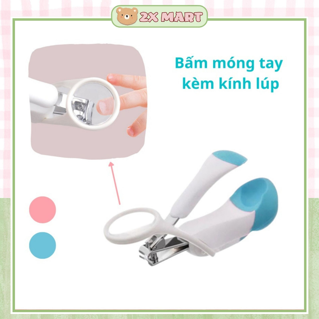 Bấm móng tay trẻ sơ sinh cắt móng tay cho bé có kính lúp phóng to 4 lần Babuu Nhật Bản