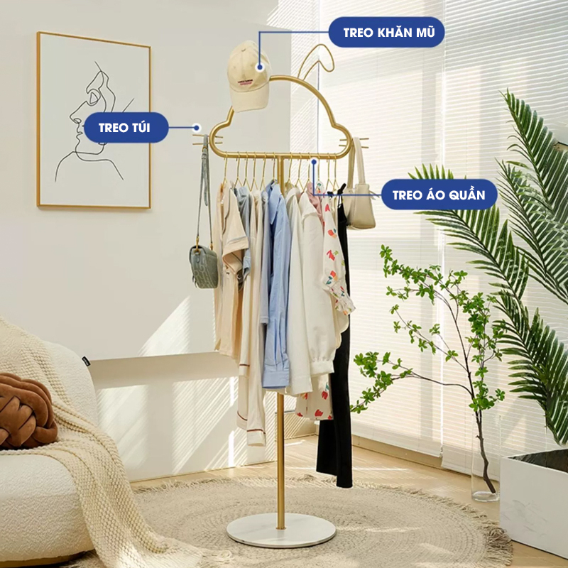 Móc cây treo quần áo 23V01 bằng kim loại treo móc được nhiều đồ