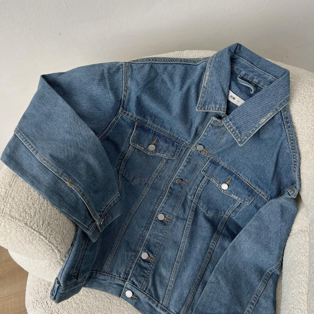 Áo Khoác, Áo khoác jean nam xanh đậm phong cách thời trang cá tính, dễ phối đồ, cao cấp