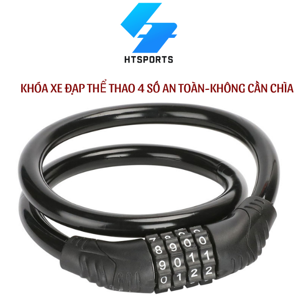 Khóa Xe Đạp Thể Thao HT SPORTS 4 Số An Toàn Không Cần Chìa Khóa Lõi Thép