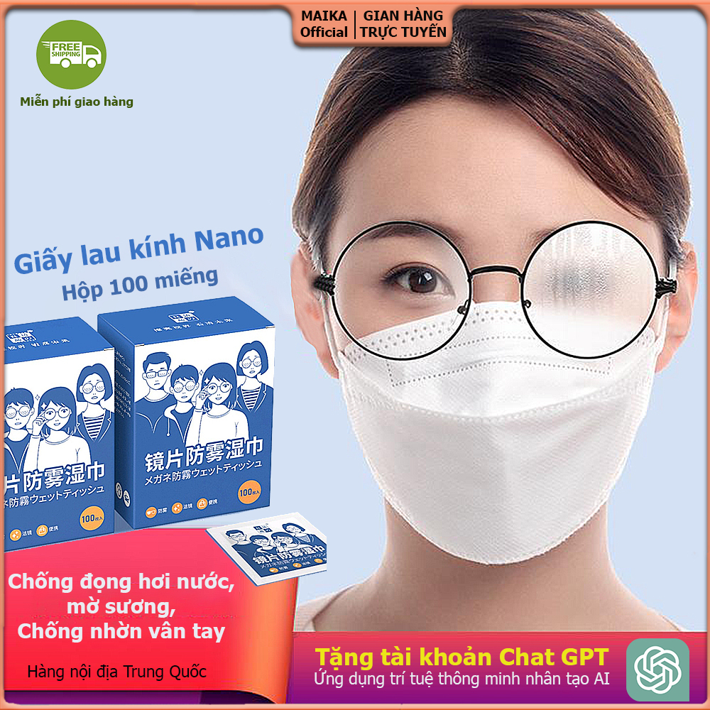 Khăn lau kính Nano chống bám hơi nước, giấy lau kính chống mờ sương, mồ hôi, chống nhờn. Tặng TK Chat GPT