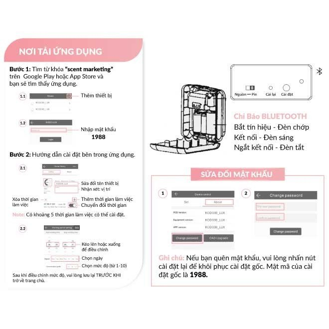 KODO 30Lux - Máy khuếch tán tinh dầu 25m2 (bình dầu 100ml), không pha nước