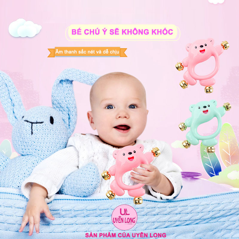 Lục Lạc, Xúc Xắc Có Chuông Cầm Tay Hình Gấu Dễ Thương Cho Bé Sơ Sinh Từ 0-3 Tuổi, Để Em Bé Của Bạn Không Khóc