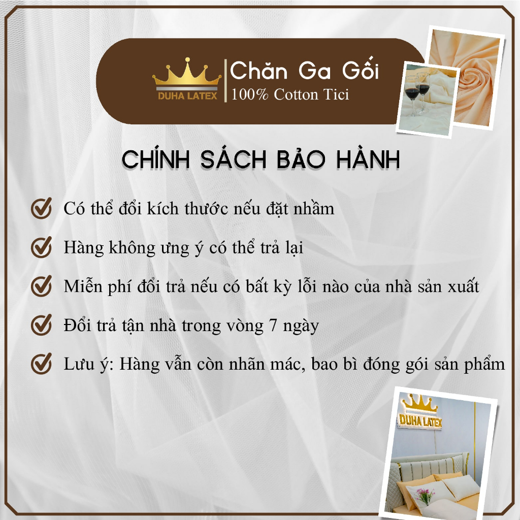 Bộ chăn ga gối 5 món Cotton Tici màu Kem  đầy đủ kích thước Duhalatexstore Al1-4