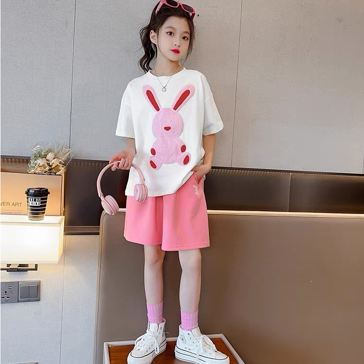 (10-36kg) Sét Bộ Cotton Cho Bé Gái In Hình Thỏ - H59