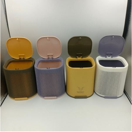 Thùng rác nhựa mini rộng 14cm x cao 16cm để bàn, văn phòng có nắp đậy đẹp và tiện dụng