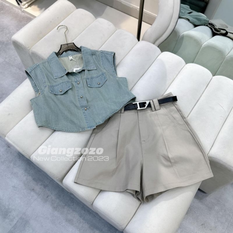 Áo sơmi jeans ngắn hàng QCL1