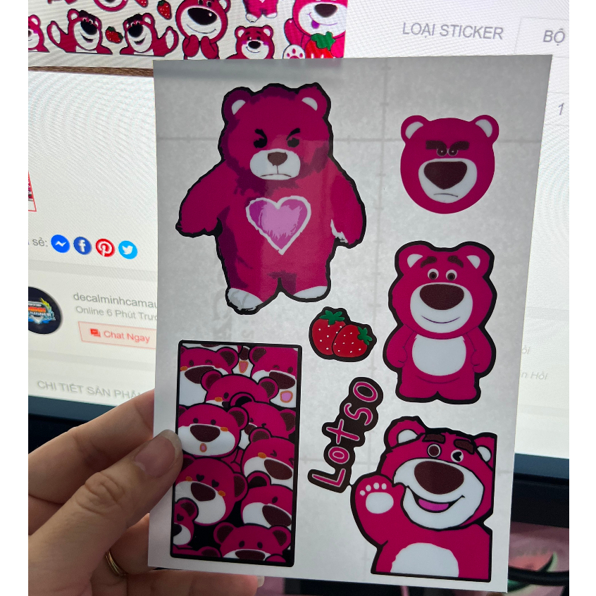 STICKER GẤU DÂU SO CUTE