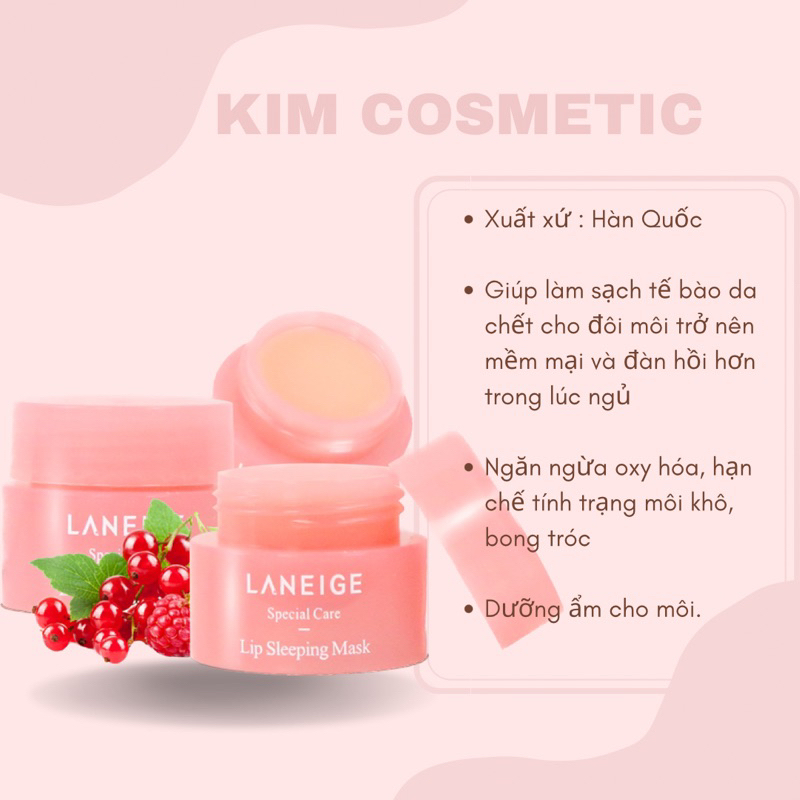 Mặt nạ ủ môi mini Laneige Lip Sleeping Mask Hàn Quốc 3g dưỡng môi mềm mịn căng mọng