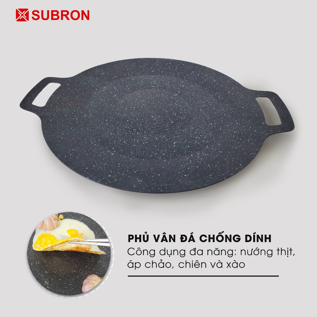 Chảo Nướng Hàn Quốc Bếp Từ Size 34 cm, Chảo Nướng Chống Dính Vân Đá Nướng Thịt BBQ Không Cần Dầu