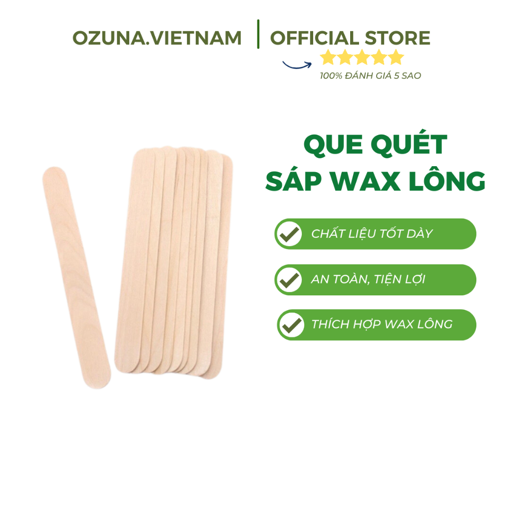 Combo que phết gỗ sáp wax lông lớn dày dặn, que đè lưỡi Ozuna VIỆT NAM