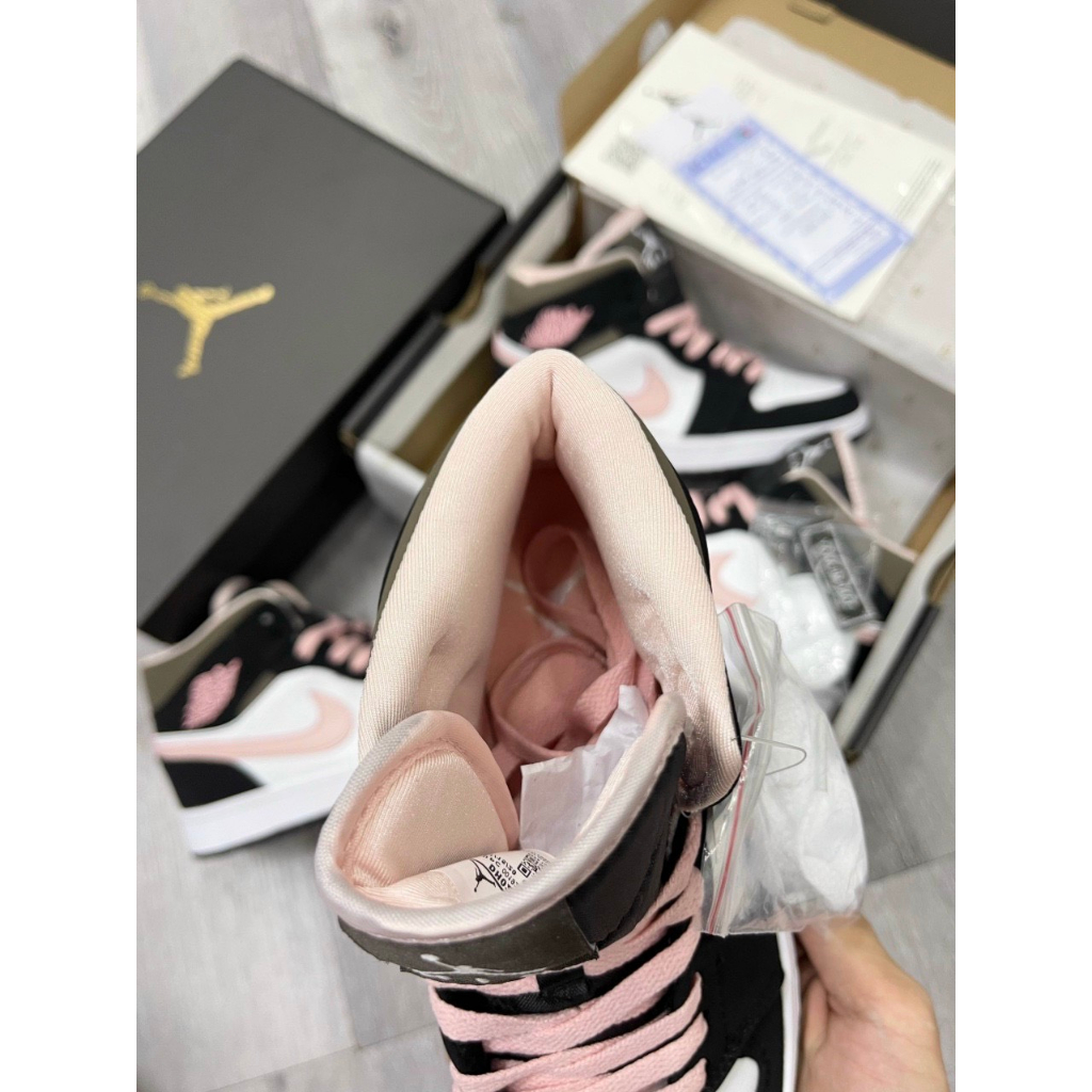 Giày thể thao JOR.DAN mid hot hành cho nam nữ, Giày sneaker JD Mid hồng đen-hồng đen-xám xanh hàng S.Cấp full pk