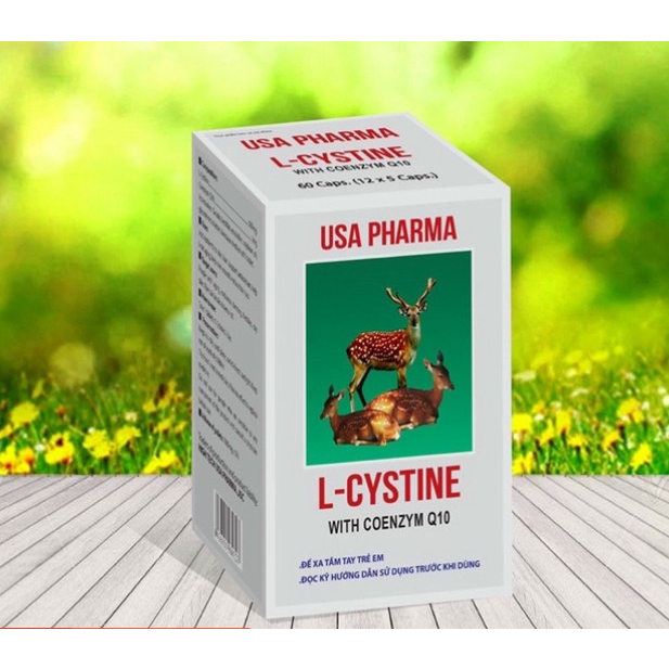 Viên uống L-CYSTINE with Coenzyme Q10, USA Pharma ngăn ngừa rụng tóc ,nám ,tàn nhang - Hộp 60 viên