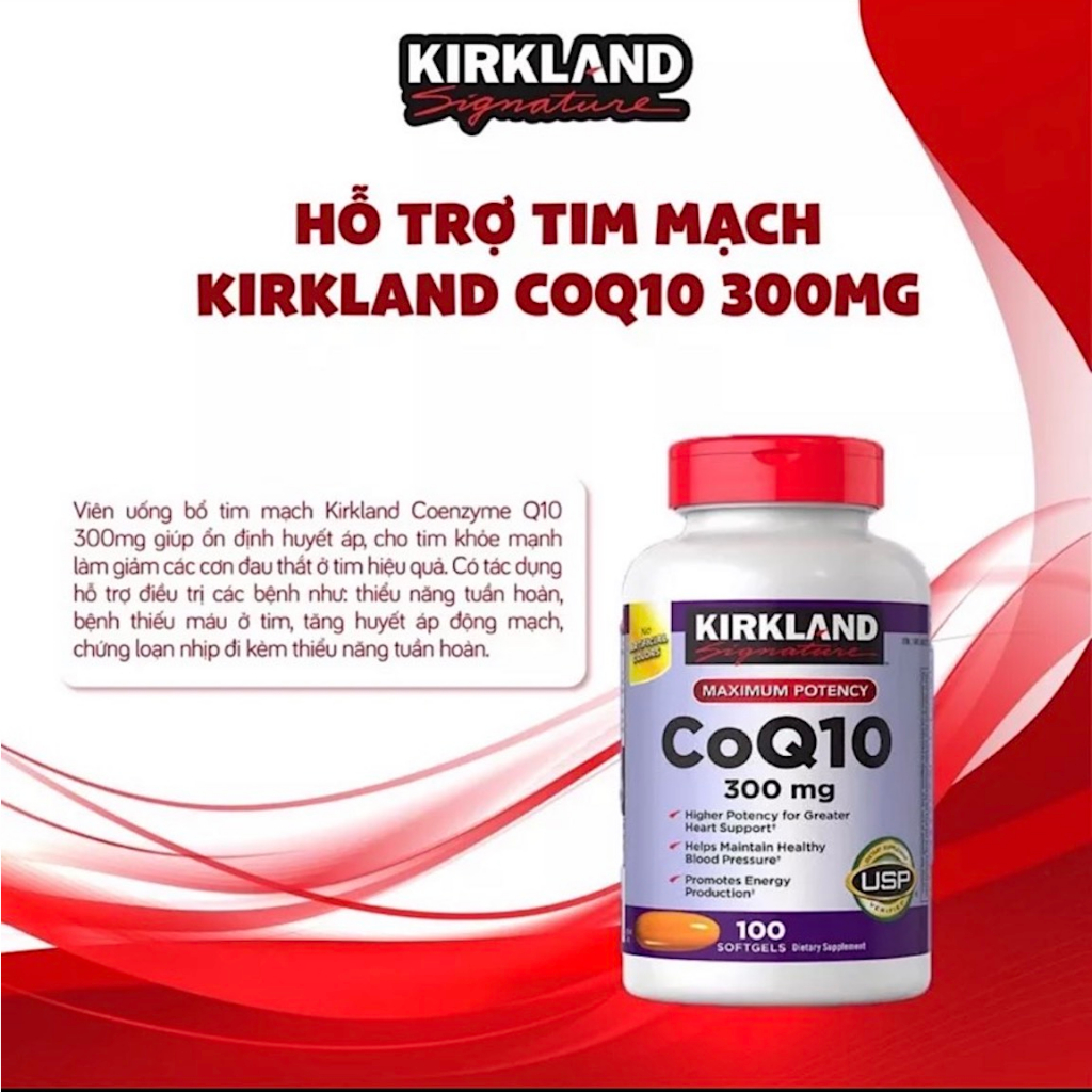 Viên uống Hỗ trợ Tim Mạch CoQ10 Kirkland Signature 300mg USA