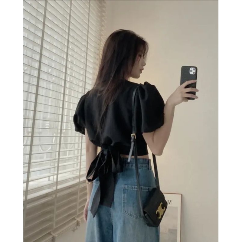 Quần jeans denim ống rộng dáng dài tua gấu Tesoro clothes