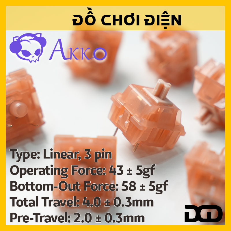 Pack 45 switch thay nóng cho bàn phím cơ AKKO CS Cream Yellow / Piano HAND LUBE / Haze Pink Silent switch