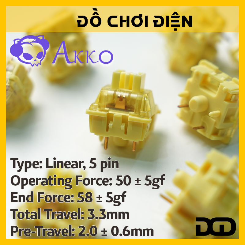 Pack 45 switch thay nóng cho bàn phím cơ AKKO CS Cream Yellow / Piano HAND LUBE / Haze Pink Silent switch