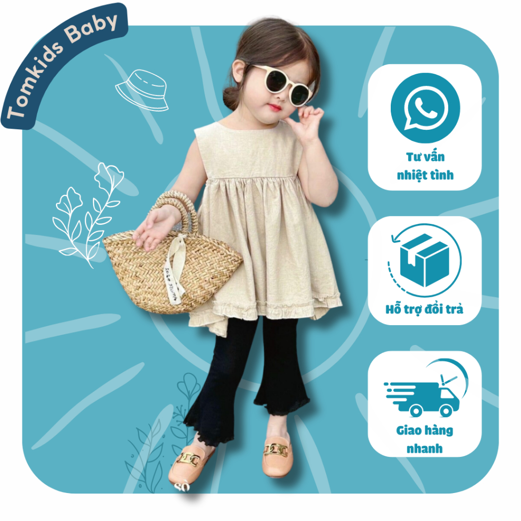 Set Váy Babydoll Cho Bé Gái TOMKIDS Áo Babydoll Phối Quần Ống Loe Phong Cách Hàn Quốc