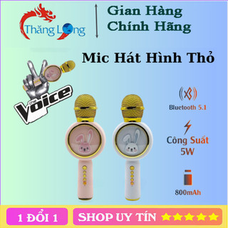 Micro karaoke bluetooth không dây kèm loa x6 hình thỏ đáng yêu âm thanh hay trầm ấm hát hay bắt giọng