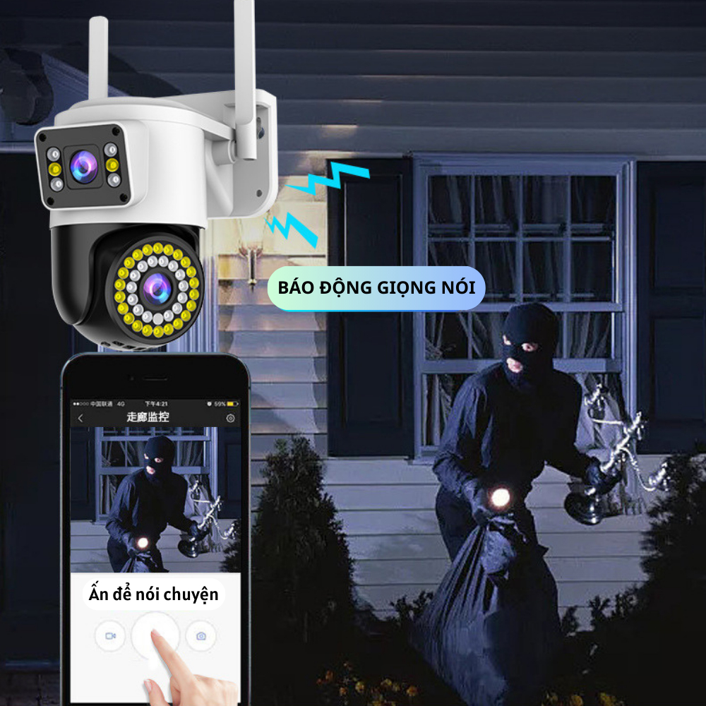 Camera Yoosee Wifi 2 Mắt 5.0Mpx Siêu Nét Ngoài Trời , Xem Đêm Có Màu , Đàm Thoại , Chống Nước - Bảo Hành 1 Năm