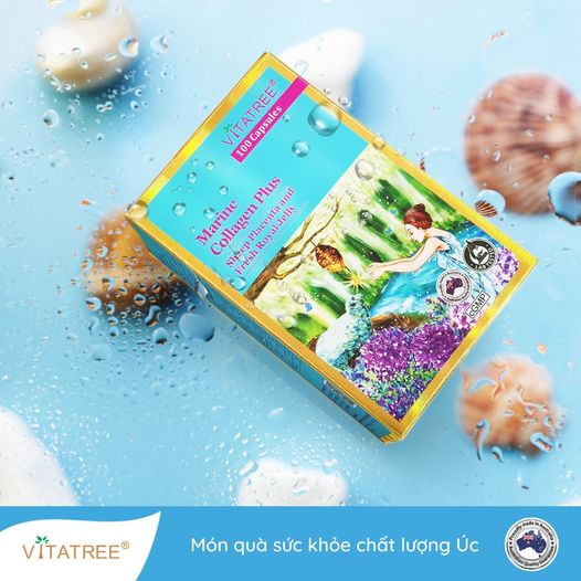 Viên uống Collagen trẻ hóa làn da Vitatree Marine Collagen Plus 100 viên của Úc giảm lão hoá phục hồi da, trắng da