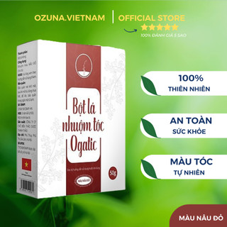 Bột lá nhuộm tóc Ogatic màu nâu đỏ, thuốc nhuộm tóc từ thiên nhiên an toàn không hóa chất