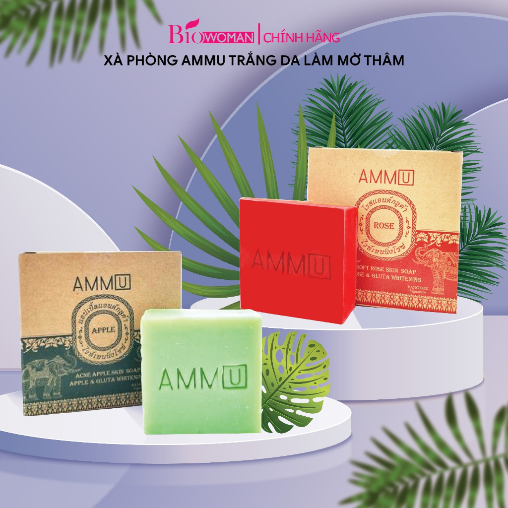 Xà phòng AMMU trắng da làm mờ thâm Soft Rose Skin Soap 65g chính hãng thái lan