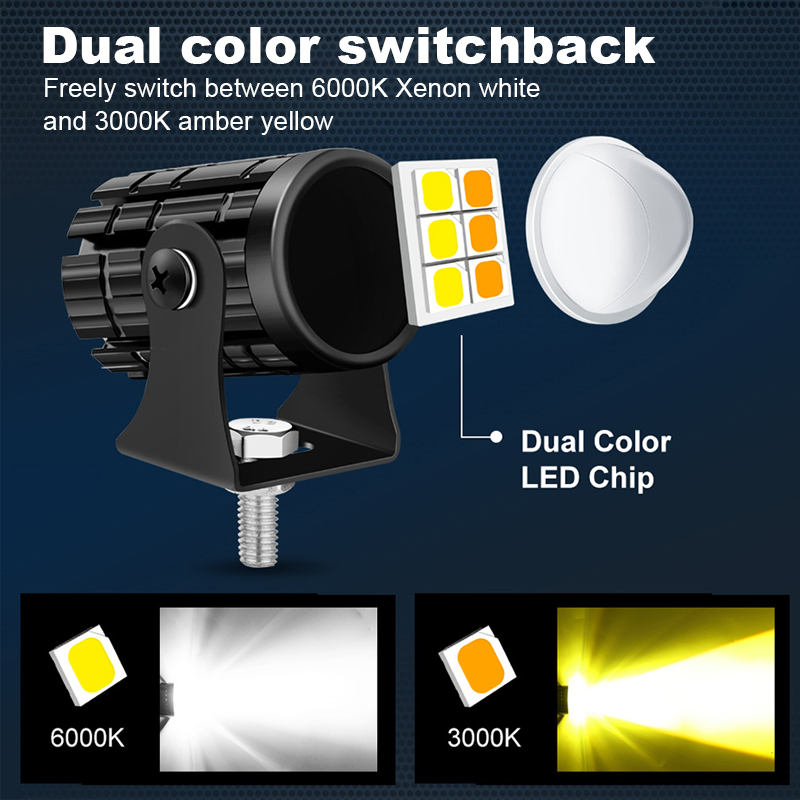 Đèn Trợ Sáng Xe Máy Đèn Trợ Sáng Mini Bi Cầu 2 Mầu,Đèn LED Trợ Sáng Xe Máy Chính Hãng Tặng Full Phụ Kiện,Công Tắc