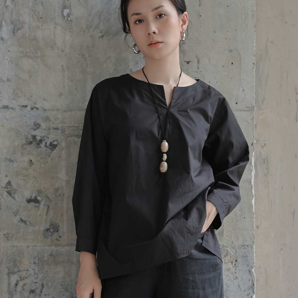 Áo kiểu tay lửng Nữ thời trang phong cách cổ điển TimTay Chất liệu Poplin siêu nhẹ mềm mịn - Cửa Hàng Chính Hãng