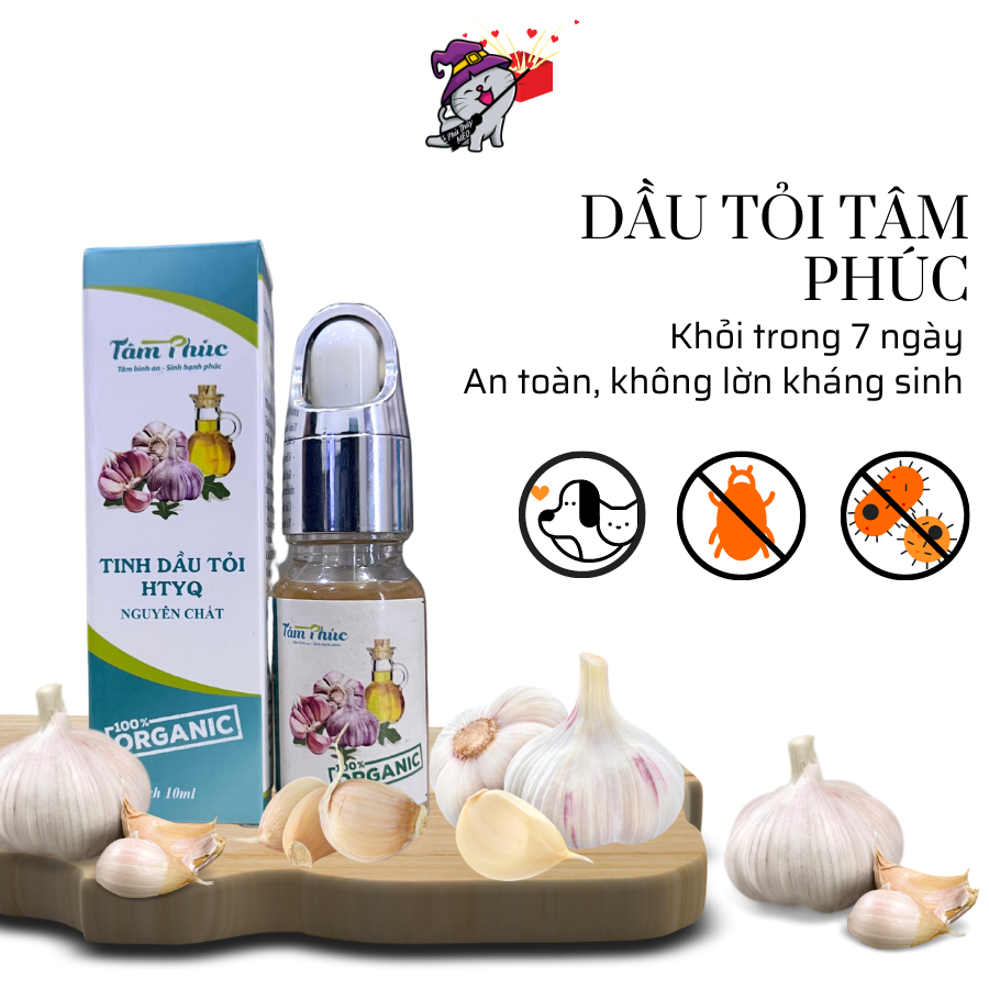 Tinh dầu tỏi Tâm Phúc hỗ trợ trị các bệnh về da hô hấp chó mèo - 10ml phù thủy mèo