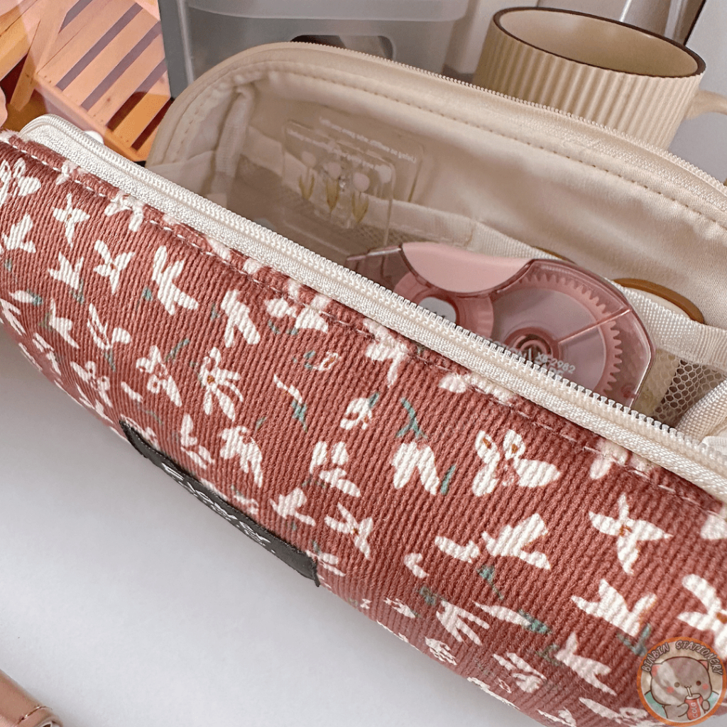 Ví bút Blossom Garden phong cách vintage, vải nhung siu mịn VB12