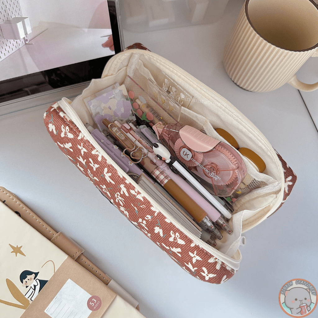 Ví bút Blossom Garden phong cách vintage, vải nhung siu mịn VB12