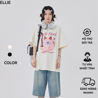 Áo thun KAOKA ELLIE -  Sữa dừa áo phông nữ cotton form rộng tay lỡ unisex oversize