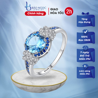 Nhẫn Bạc S925 Nữ Đá Xanh Tổng Hợp Cao Cấp, Quà Tặng Sang Trọng N2371 - Bảo Ngọc Jewelry