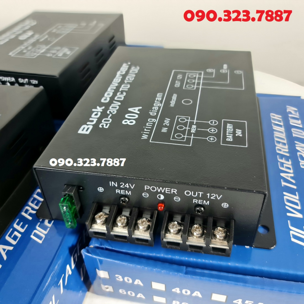 Bộ Chuyển Đổi Nguồn Điện 60A, 80A,100A Từ 24v Sang 12v Cho Xe tải, xe công trình.