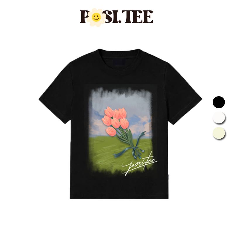 Áo hoa tulip babytee nữ basic form ôm tôn dáng
