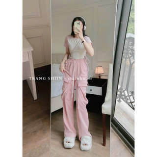Sét bộ thể thao nữ phong cách áo croptop quần thụng cá tính freesize dưới 55kg