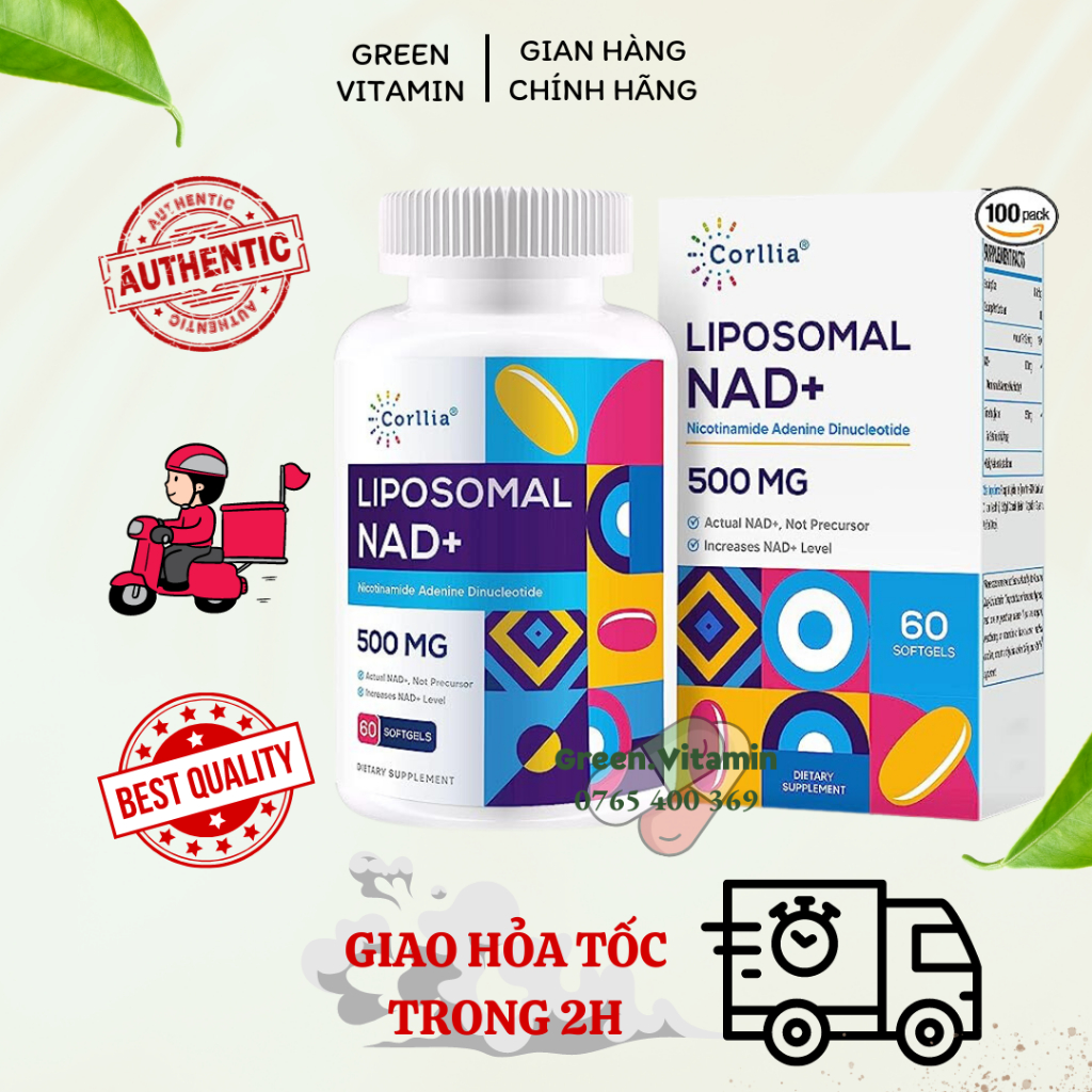 Viên Uống Chống Lão Hóa, Sửa Chữa Tế Bào Dạng Active Nicotinamide Mononucleotide Corllia NMN Liposomal NAD+ 500mg 60v